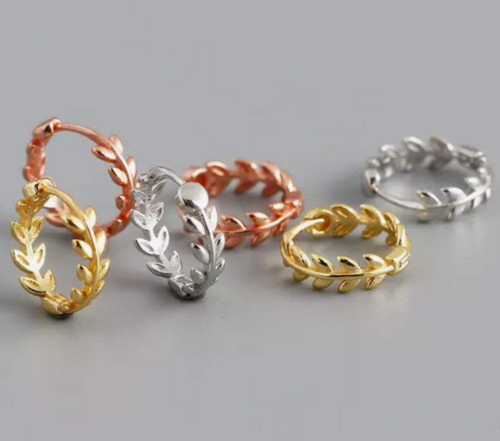 Huggies Sterling Silver Leaf Design