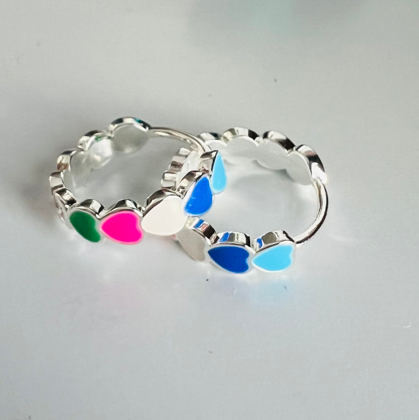 Heart Huggies-Silver+Bright