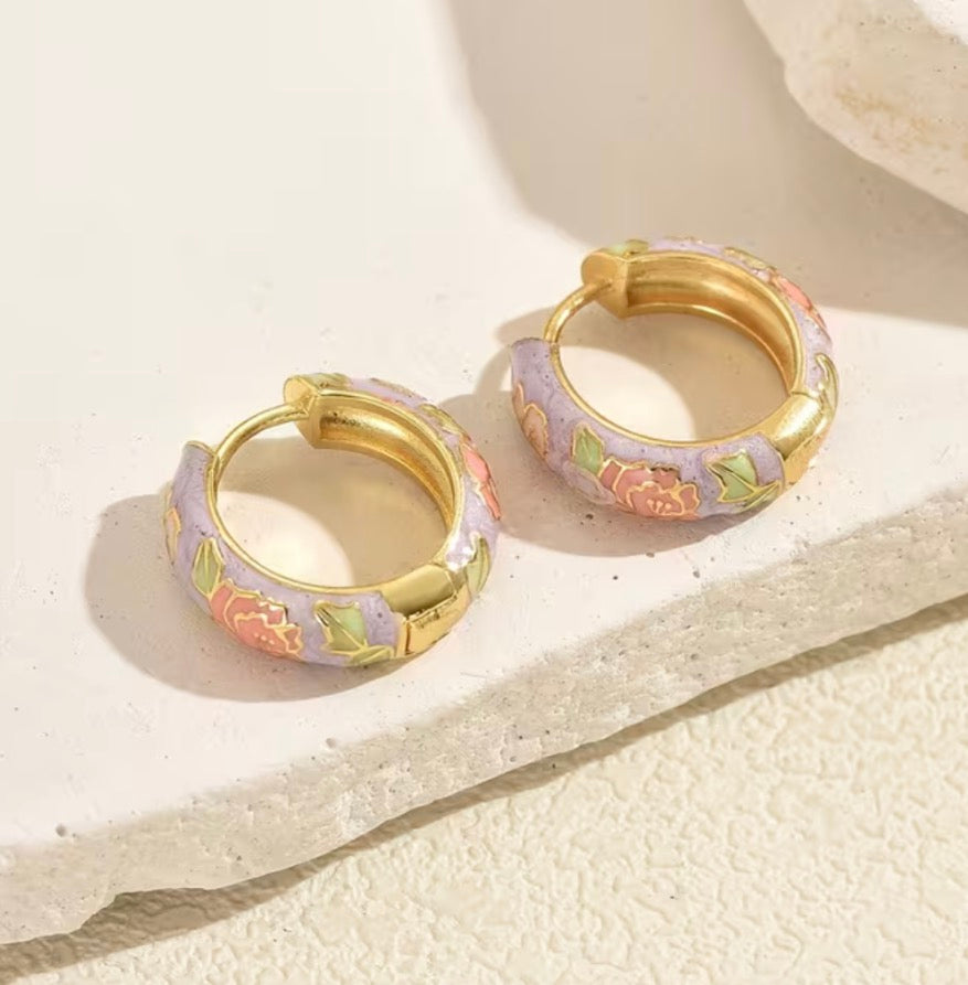 Light purple floral hoops