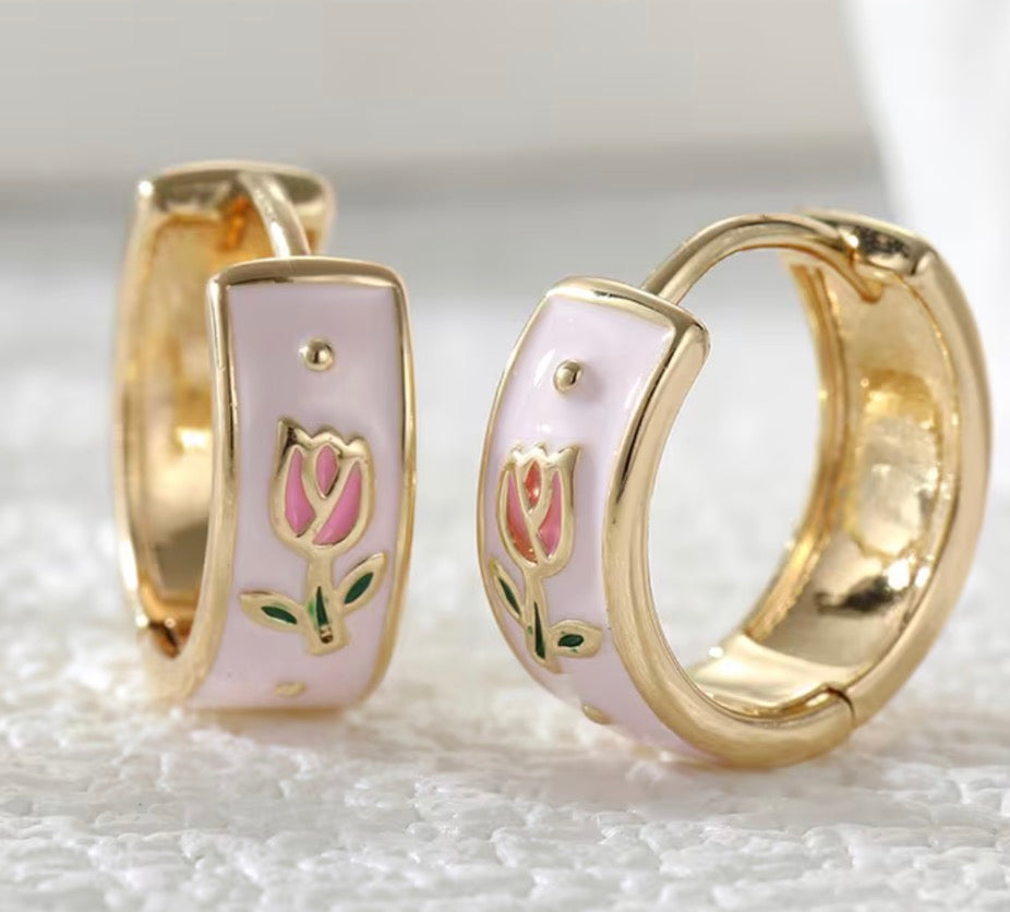 Gold tulip hoops