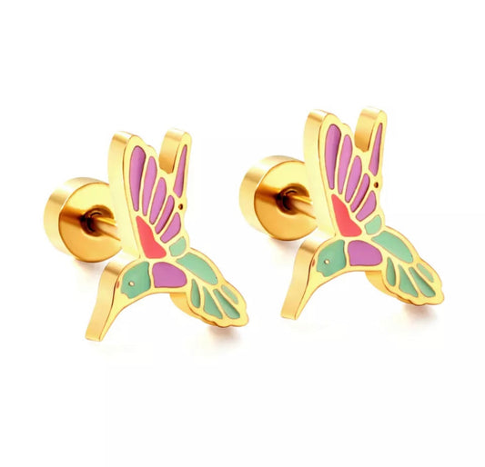Humming Bird -Gold (Screw Backs)