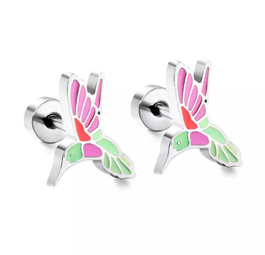 Humming Bird-Silver (Screw Backs)