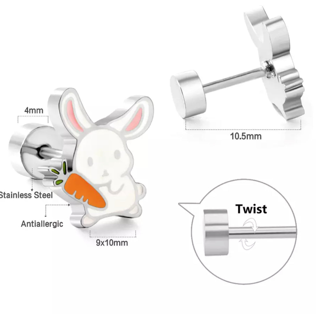 Bunny-SILVER(screw back) – Rox+Ko